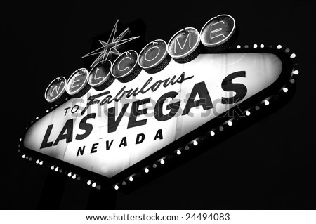 Las Vegas City Welcome sign in black and white