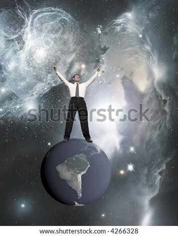 Business dream. Businessmen  with success. Dream come true ! (Note: Based on a NASA image)