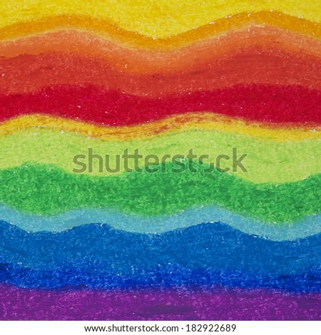 Bright waved variegated background in oil pastels