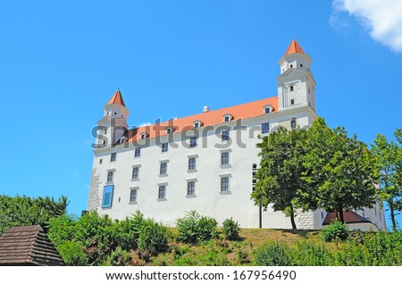 BRATISLAVA - AUGUST 1: Bratislava Castle on August 1, 2013 in Bratislava, Slovakia. Castle been built on a hill and overlooks the whole city. First written reference from 907.