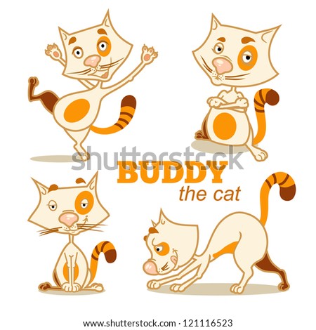 Funny Cartoon Cat In Various Situation,Character Design Stock Vector ...