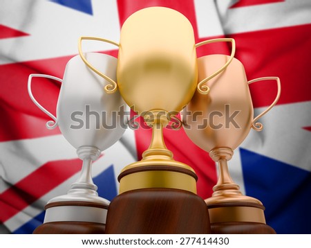 Trophy Cups with Great Britain Flag