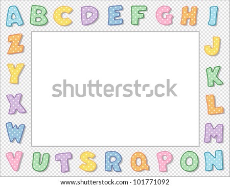 Alphabet Frame, Pastel Letters, Gingham Check Border, Copy Space For ...