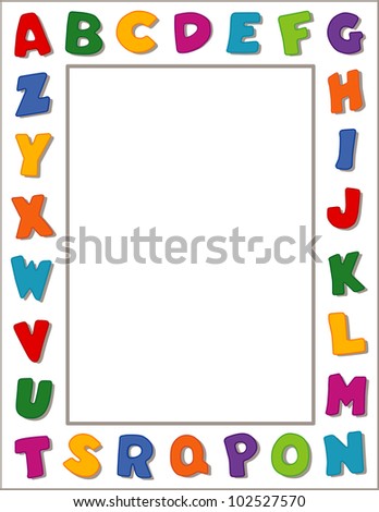 Alphabet Frame. Multicolor Border On White Background. Copy Space For ...