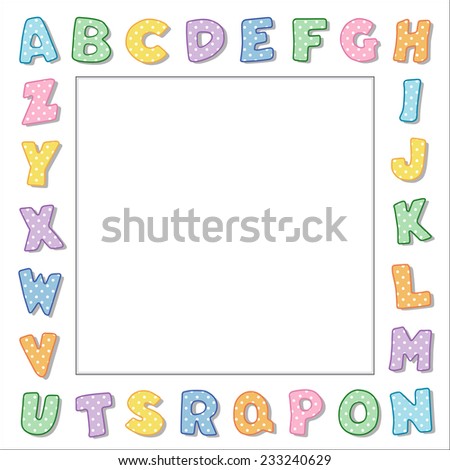 Alphabet Frame, Pastel Polka Dots Letter Border, White Background ...