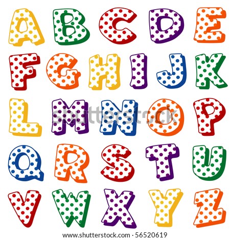 Polka Dot Alphabet. Original Letter Design In Vivid Multicolor Polka ...