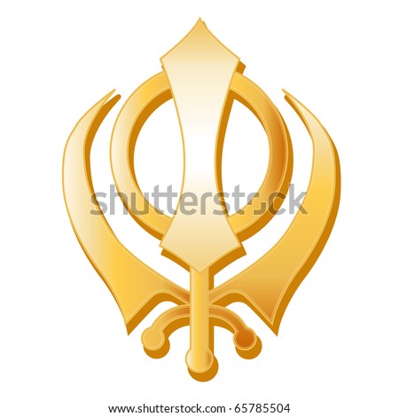 Sikh Symbol. Golden Khanda Symbol Of The Sikh Faith On A White ...