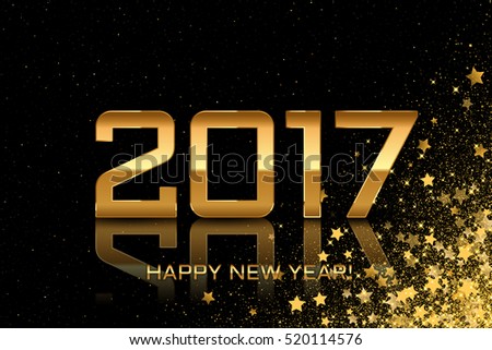 2017 - Vector Happy New Year Black Background With Stars - 520114576 : Shutterstock