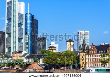 FRANKFURT AM MAIN, GERMANY-SEPTEMBER 01, 2012: Frankfurt am Main is the largest financial center in continental Europe. Frankfurt is also a center for commerce, culture, education and tourism.