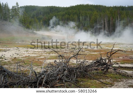 View of volcanic activity in Yellowstone