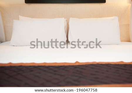Closeup of double bed
