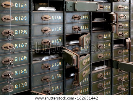 historic bank lockers in the Technik Museum in Magdeburg
