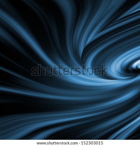 black abstract background, blue swirl galaxy shape or water vortex