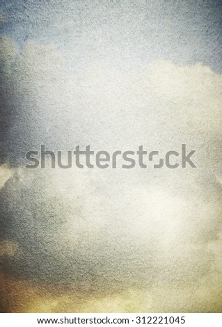 grunge background, old paper texture, dirty clouds and blue faded sky vintage painting, a4 format