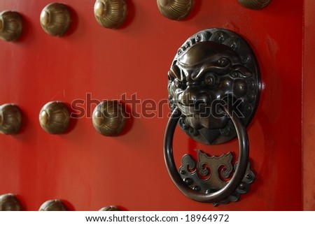 lion head door knob and temple