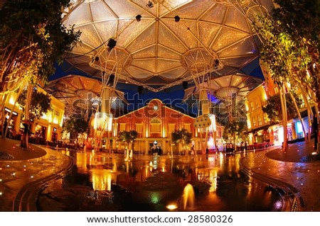 canopy tent and shop at the town