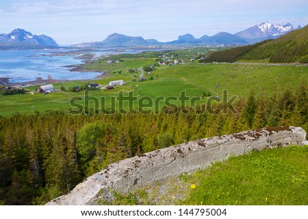 Scenic view of Lofoten islands in Norway during summer
