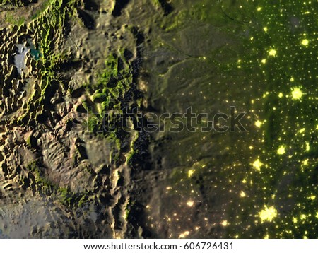 Central USA at night. 3D illustration with detailed planet surface and visible city lights. Elements of this image furnished by NASA. Zdjęcia stock © 