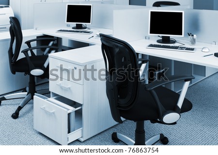 printer and computers in a modern office