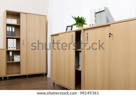 cabinets with folders in a modern office
