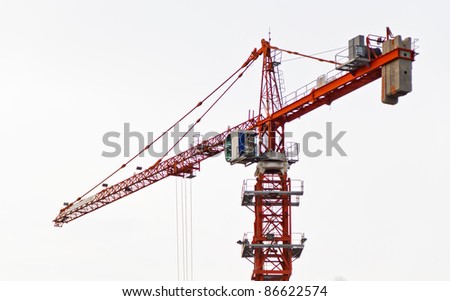 Construction crane building isolate on white