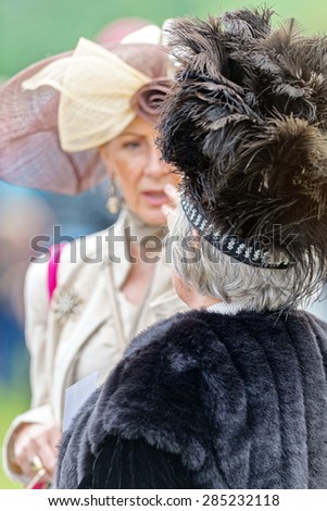 STOCKHOLM - JUNE 6: Traditional Hat parade before the horse racing competition at Nationaldags Galoppen at Gardet. June 6, 2015 in Stockholm, Sweden.