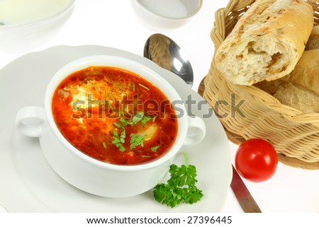 Bowl of vegetable soup- borscht.