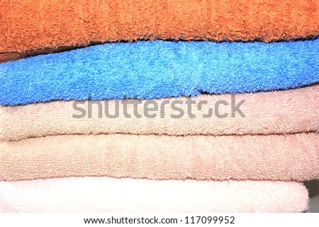 Close up of a stack of clean folded towels