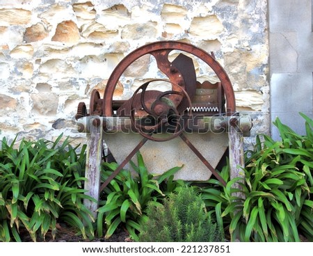 Rusty wood and metal antique machinery from olden days