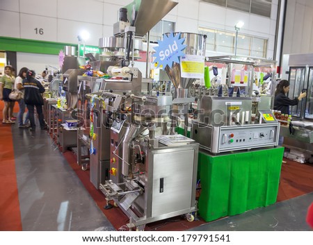 BANGKOK, THAILAND - MARCH 1:Sold out of package machines in Thailand Industrial fair 2014 and Food Pack.MARCH 1,2014 in Bangkok,Thailand.