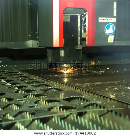 BANGKOK ,THAILAND - MAY 18:laser cutting machine technology  ASEAN's Leading Industrial Machinery and Subcontracting  Exhibition 2014,on May 18, 2014 in Bangkok, Thailand.
