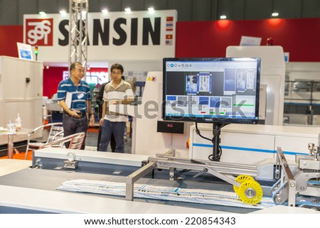BANGKOK - SEPTEMBER 27 :monitor control panel of  factory printer display at GASMA PRINT 2014 on Sep  27,2014 in BITEC ,Bangkok, Thailand.