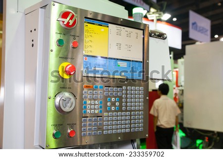 BANGKOK - NOVEMBER 22 :The controler machine box display at METALEX 2014 on Nov 22,2014 in BITEC ,Bangkok, Thailand.