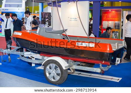 BANGKOK ,THAILAND - JULY 18:Electric boat   in Engineering Expo 2015 , on JULY 18, 2015 in Bangkok, Thailand.