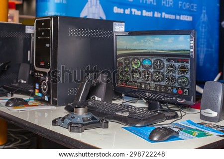 BANGKOK ,THAILAND - JULY 18: training flight simulator at Engineering Expo 2015 , on JULY 18, 2015 in Bangkok, Thailand.