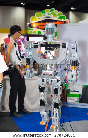 BANGKOK ,THAILAND - JULY 18:Robot movement like a human action in Engineering Expo 2015 , on JULY 18, 2015 in Bangkok, Thailand.
