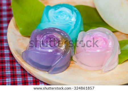 Thailand tradition ,Flower Dessert Jelly on wood