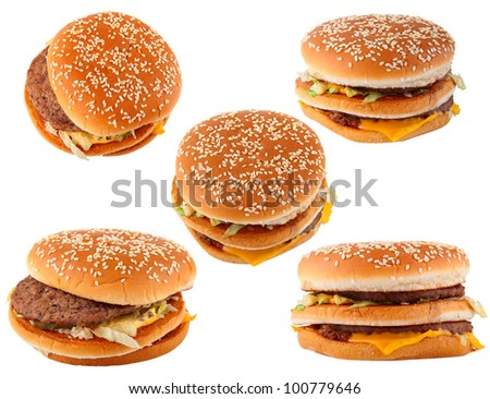 Fast Food. Group Hamburger Isolated On White Background Stock Photo ...