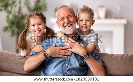 Similar – Image, Stock Photo Grandpa and grandchildren