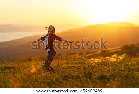 Similar – Image, Stock Photo Laughing women in mountainous area