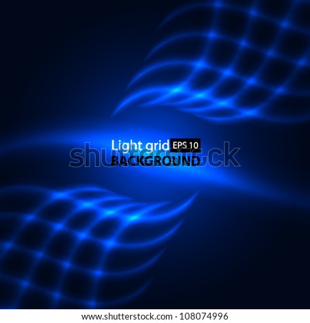 Abstract blue background. Glowing grid.