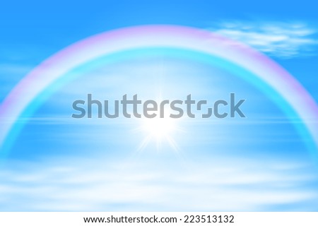 Sun in a the sky with rainbow. EPS10 vector.