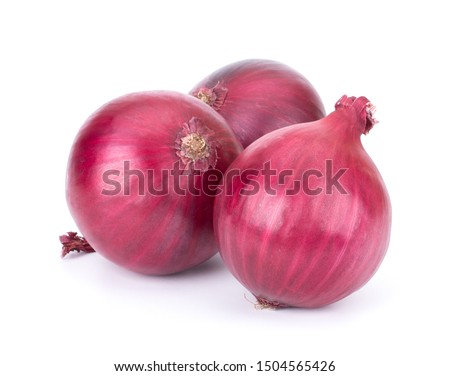 Red whole onion isolated on white background