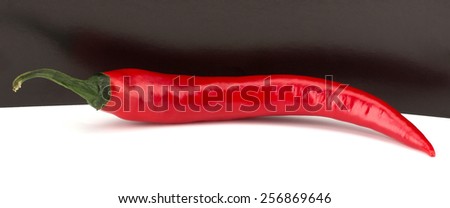Red Hot chili pepper isolated on black&white background, closeup