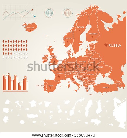 Infographic vector illustration with Map of Europe