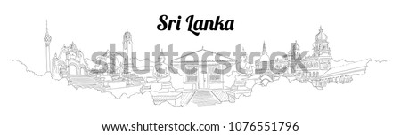 Sri-Lanka CITY city vector panoramic hand drawing illustration
