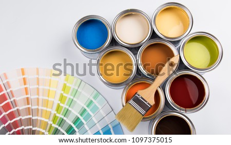 Similar – Image, Stock Photo painter working with paint roller to paint the wall of a room. do it yourself concept image