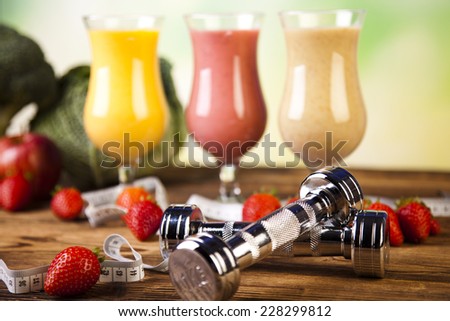 Cocktails with fresh fruits, Vitamin and Fitness