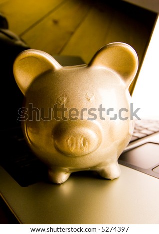 Laptop & Pig bank