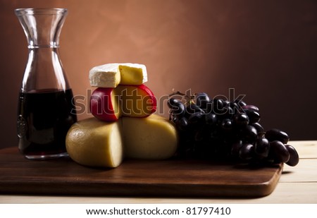 Still-life with cheese and wine